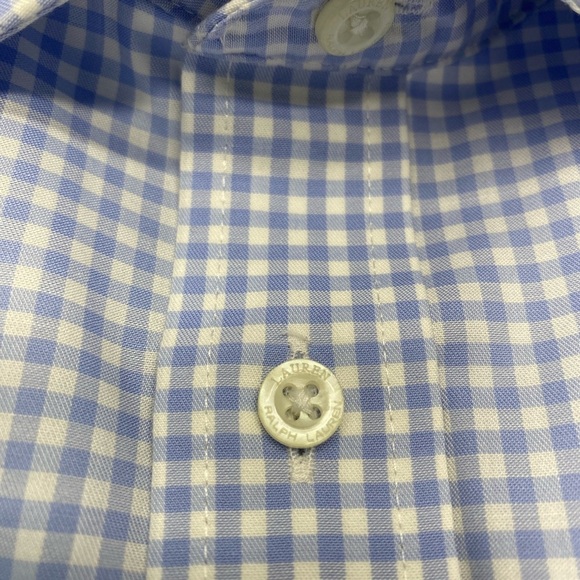 LAUREN RALPH LAUREN SHIRT MENS LG BLUE WHITE GINGAM STYLE 16.5 34/35 SPRING - Picture 7 of 9